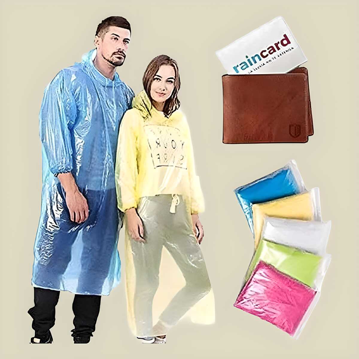 Knee -Length solid color Raincoat pack of - 2