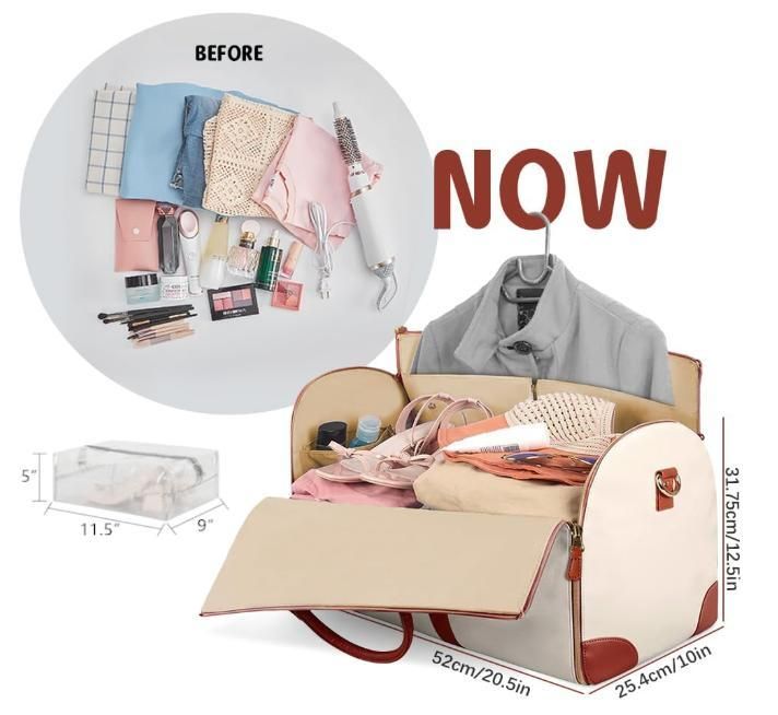 Convertible Garment Bag for Travel - 2 in 1 Hanging Suitcase & Large Duffle for Women